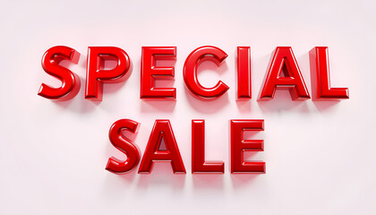 Wall Mural - 3D red text special sale isolated with white highlights, png