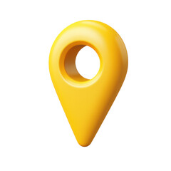 Wall Mural - 3d yellow map pin icon representing location or navigation marker on white background.