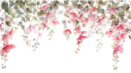 Poster - Elegant floral watercolor hanging vines