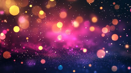 Poster - The background features a glitter gradient with a hologram effect and magic lights bokeh