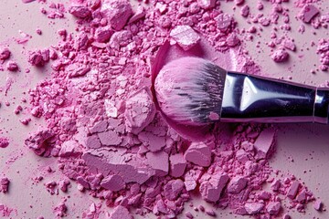 Makeup Powders. Young Beauty Lifestyle and Modern Pink Professional Fashion