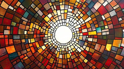 Aufkleber - Abstract Kaleidoscope With Vibrant Colors and Geometric Patterns in a Circular Design
