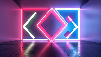 Wall Mural - LED geometric shapes transitioning
