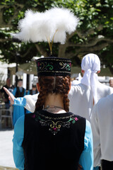 Wall Mural - Woman wearing one of the traditional folk costume from Republic of Kazakhstan