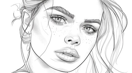 Poster - Woman Portrait Line Art