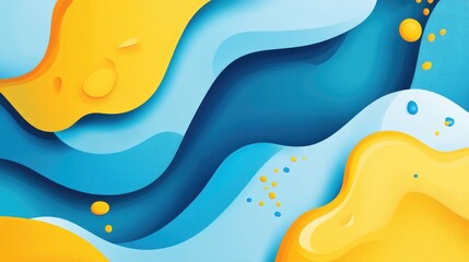 Poster - An abstract background in vibrant light blue and yellow, featuring dynamic shapes and patterns that create a lively and energetic feel.