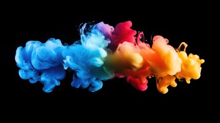 Poster - Colorful clouds of ink in water isolated on black background. Abstract background