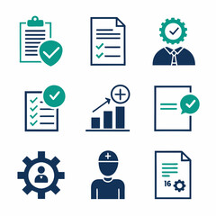 document with client feedback realistic silhouette vector icons set isolated on a white background