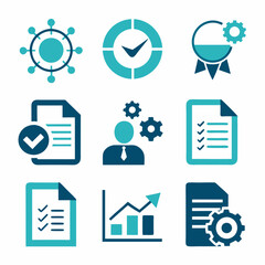 document with client feedback realistic silhouette vector icons set isolated on a white background