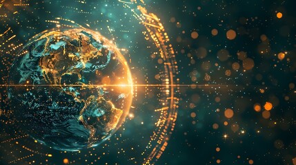 Poster - Illuminated Digital Globe with Dynamic Data Streams Representing Global Connectivity and Innovation