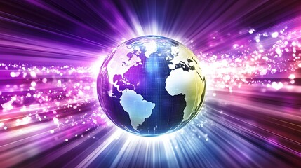 Poster - Illuminated Digital Globe with Dynamic Data Streams Representing Global Connectivity and Innovation