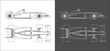 © WINDERFULL STUDIO - Top and side view of f1 formula 1 . racing car line art draw blueprint wireframe. isolated on transparent background