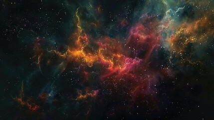 Wall Mural - vibrant cosmic nebula with swirling colors and starry background, evoking a sense of wonder and the 