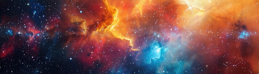 Wall Mural - vibrant cosmic landscape showcasing colorful nebula and star clusters in the vastness of space, perf