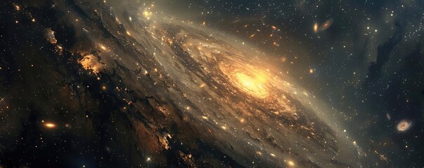 Wall Mural - a stunning view of a galaxy swirling with vibrant colors and bright stars, showcasing the beauty of 