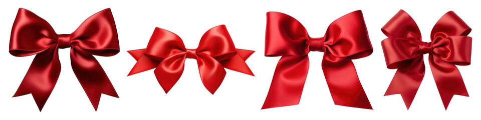 Wall Mural - Red ribbon bow png cut out element set