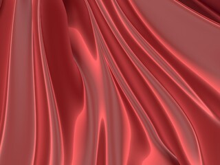 Red satin background. Curved red cloth texture