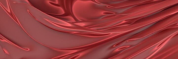 Wall Mural - Red satin background. Curved red cloth texture