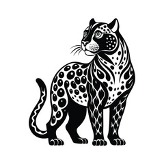 Wall Mural - leopard vector art silhouette logo icon design black and white 