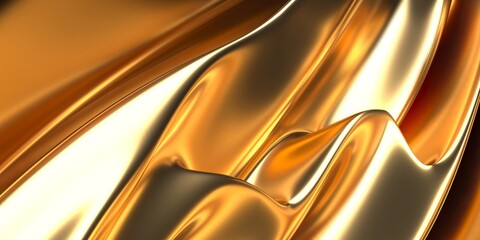 Wall Mural - Abstract golden background. Flowing metallic ribbons. Luxurious wallpaper