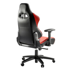 Stylish Gaming Chair in Black and Red Faux Leather Isolated without Background.