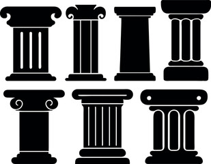 antique columns silhouettes vector set