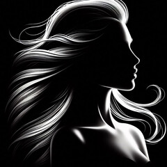 Wall Mural - Silhouette of a woman on black background