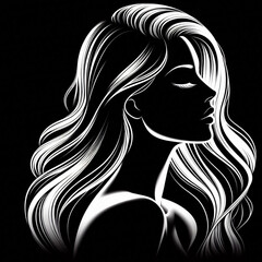 Wall Mural - Silhouette of a woman on black background