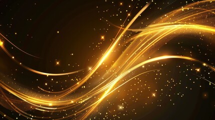 Poster - Golden Abstract Light Waves