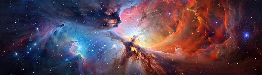 Wall Mural - a breathtaking view of a vibrant cosmic nebula with bright colors and intricate details, showcasing 
