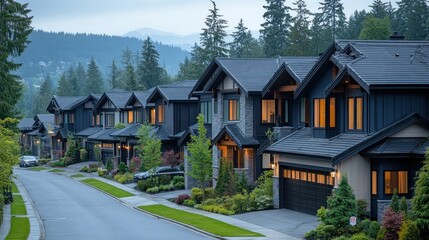 Poster - Modern Houses in a Serene Forest Setting