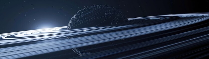 Wall Mural - a stunning view of a planet with rings, set against a dark cosmic background, capturing the beauty o