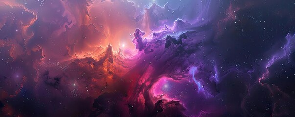 Wall Mural - a stunning cosmic scene featuring vibrant nebulae and swirling colors, capturing the beauty of outer