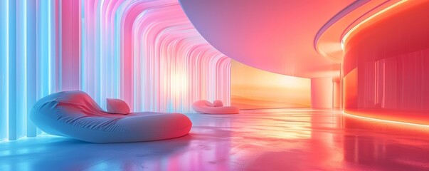 Poster - Modern minimalist abstract design of colorful corridor with geometric shapes