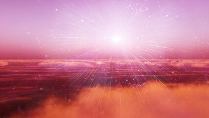Wall Mural - above clouds fly sunset sun ray