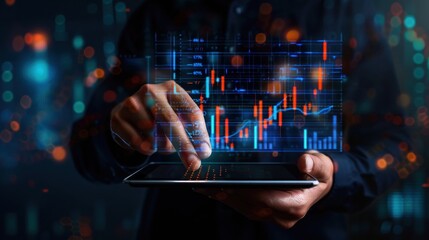 Poster - Digital Business Analyst with Charts on a Tablet