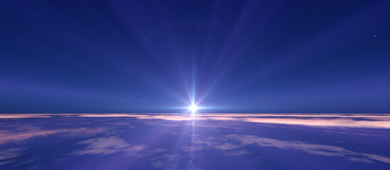 Wall Mural - sunrise from space aurora, 3d rendering