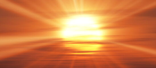 Wall Mural - sunset, sunrise with clouds, light rays , 3d illustration