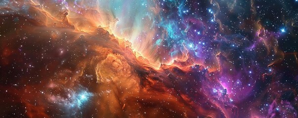 Wall Mural - stunning cosmic nebula showcasing vibrant colors and swirling patterns, highlighting the beauty of t