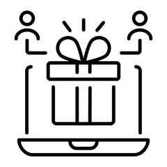 Sticker - A linear style icon of employee gift 