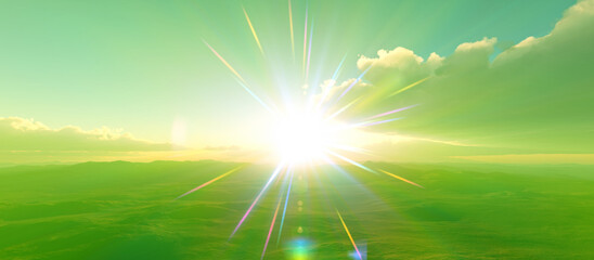 Wall Mural - above clouds fly sunset sun ray illustration