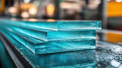 Wall Mural - Stack of Glass Sheets in Factory