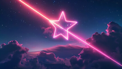 Wall Mural - Neon star shooting across the sky
