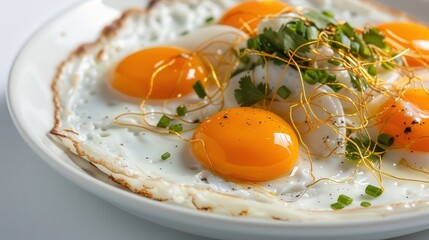 Exquisite Foi Thong: Delicate Golden Egg Threads Dish on White, Foods Magazine Illustration, Studio Photography