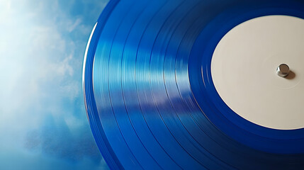 Wall Mural - Blue and white 45 rpm vinyl record with copy space