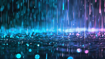 Wall Mural - LED matrix rainfall effect
