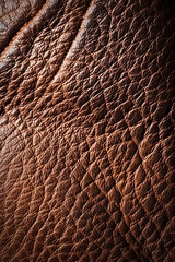 Wall Mural - A macro shot of leather with a rough, rawhide texture, showing its rugged, natural surface and rich, earthy tones , The texture is unrefined and authentic