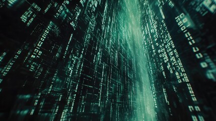 A digital-themed background with numbers cascading down the screen in a matrix-like style, creating a futuristic and dynamic visual effect.