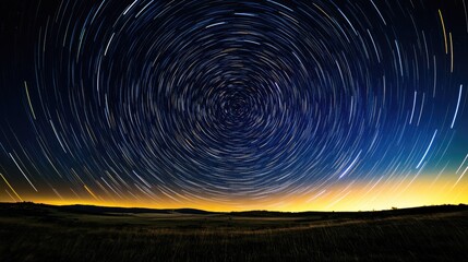 Wall Mural - A mesmerizing night sky with bright stars, each surrounded by faint glowing rings. The Milky Way stretches across the horizon, creating a stunning celestial display.
