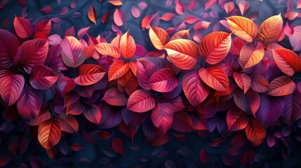 Aufkleber - Vibrant Autumn Leaves on a Dark Background